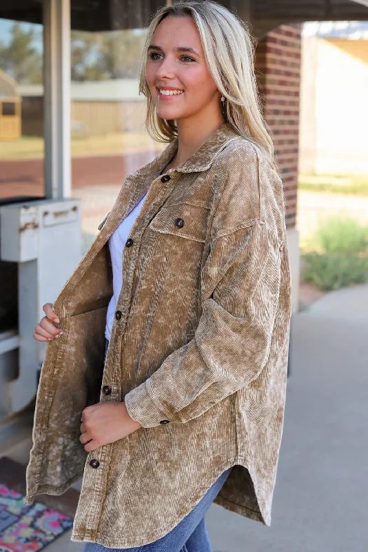Brown Corduroy Jacket with Tassel Detail Faux Fur Jacket Real Fur Jacket Shearling Jacket