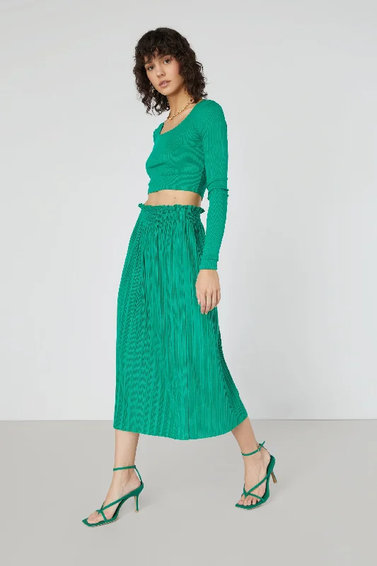 PLEATED MIDI SKIRT lace skirt intricate