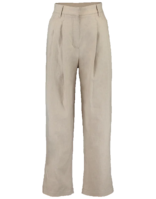 High Waist Cropped Pleated Pant Cozy Fitted Pants
