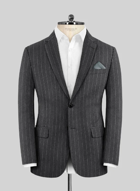 Lanificio Zegna Loop Adana Gray Stripe Wool Jacket Denim Jacket Leather Jacket Suede Jacket