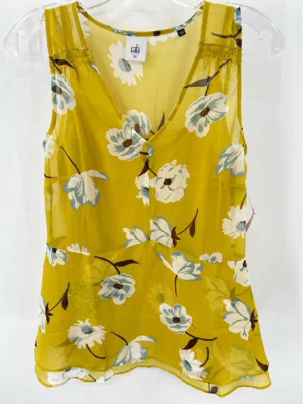 Pre-Owned Cabi Yellow Size XS Floral Tank Top sequin tank top
