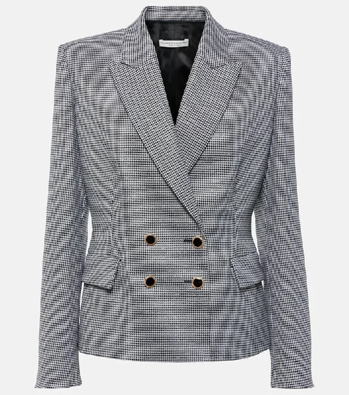 Alessandra Rich Houndstooth wool-blend jacket Stand-Up Collar Roll-Neck Collar Turtle Neck