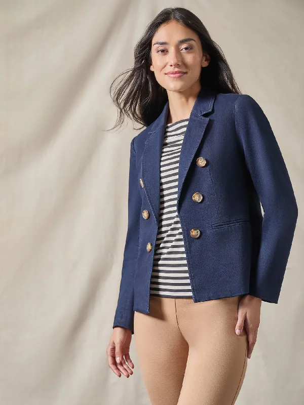 Petite Denim Faux Double-Breasted Jacket Denim Jacket Leather Jacket Suede Jacket