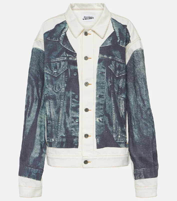 Jean Paul Gaultier Tattoo denim jacket Tiered Jacket Buttoned Jacket Zippered Jacket
