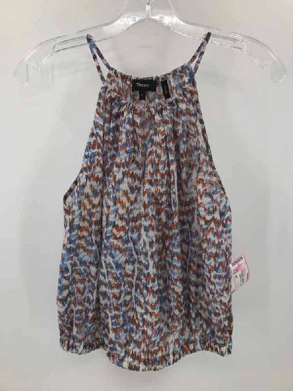 Pre-Owned Theory Blue Size XS Printed Tank Top soft pink tank
