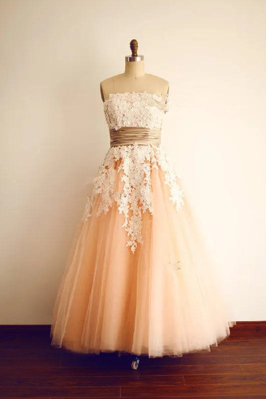 Strapless Lace Open Back Modest Prom Party Dress ED0967 Tunics Running lightweight