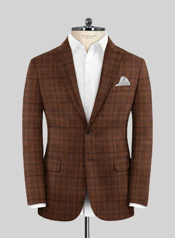 Reda Carrot Brown Checks Wool Jacket Jersey Jacket Tulle Jacket Batik Jacket