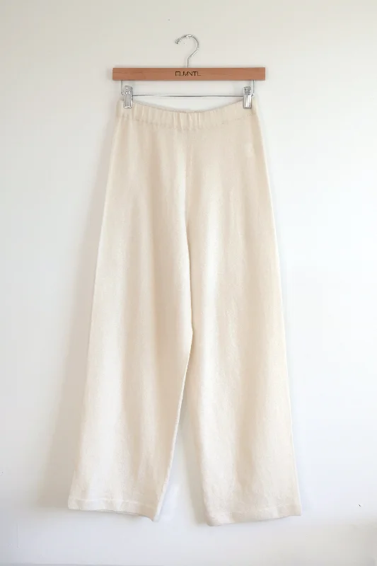 Lightweight knit Pant-Cream Soft Cotton Pants