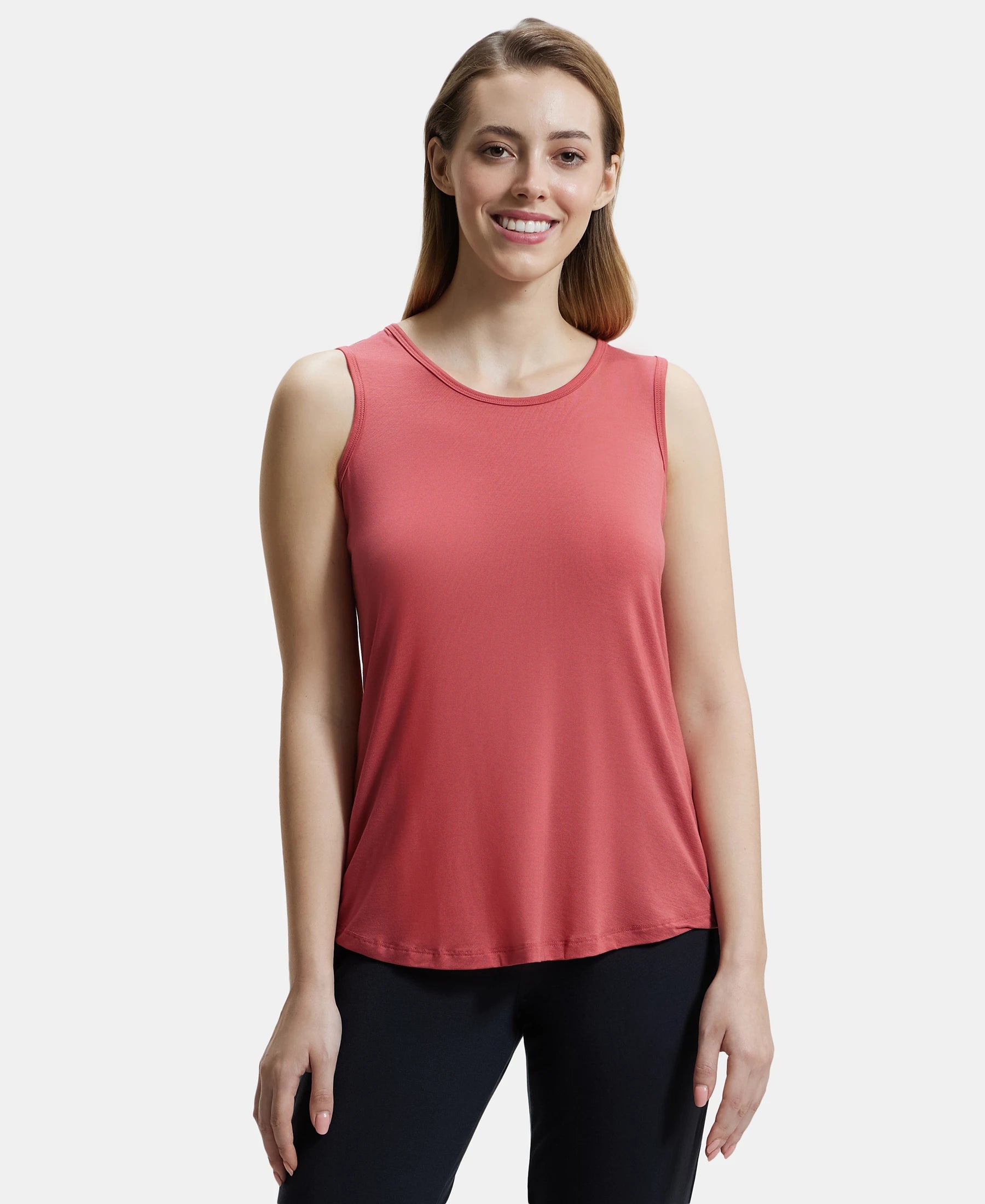 Environment Friendly Lyocell Elastane Stretch Relaxed Fit Tank Top - Garnet Rose basic tank top