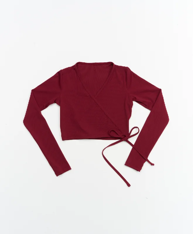 Allongé Ribbed Wrap Cardigan Patchwork Embroidered Appliqued