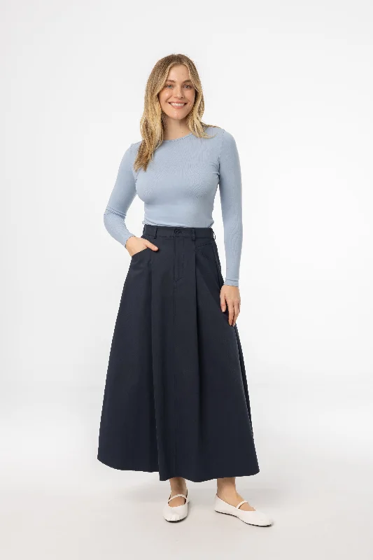 Navy Flare Cargo Maxi Skirt vintage skirt charm