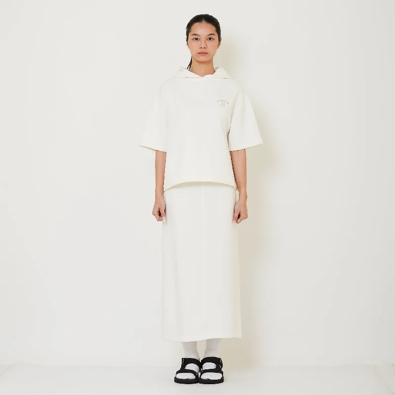 Women Elastic Waist Maxi Skirt - Off White - SW2412230A breathable skirt fabric