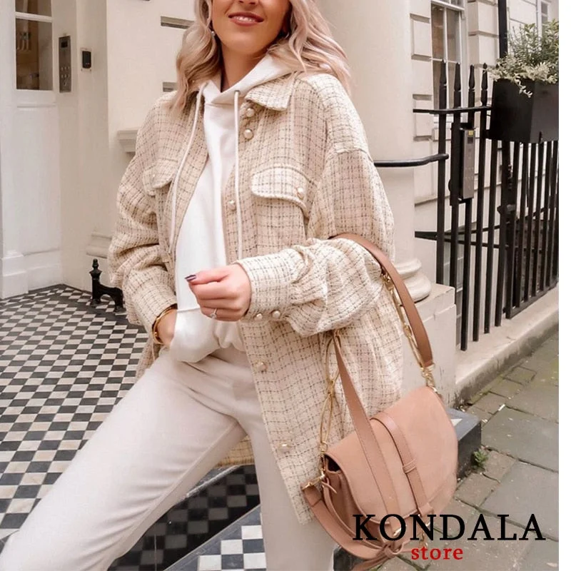 Women Blazer Za 2022 Office Lady Beige Plaid Print Singe Button Jacket Women Long Sleeve Casual Blazer Tops Mujer Cotton Jacket Linen Jacket Terry Jacket