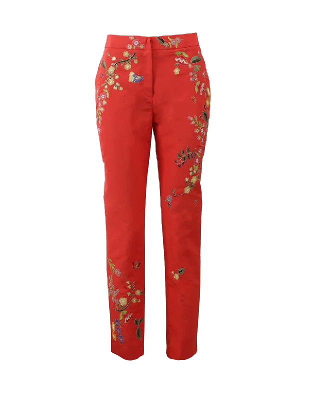 Embroidered Faille Pant Slim-Fit Leggings