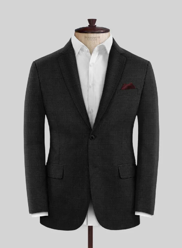 Lanificio Zegna Traveller Sarcos Black Checks Wool Jacket Knit Fabric Woven Fabric Fleece Fabric