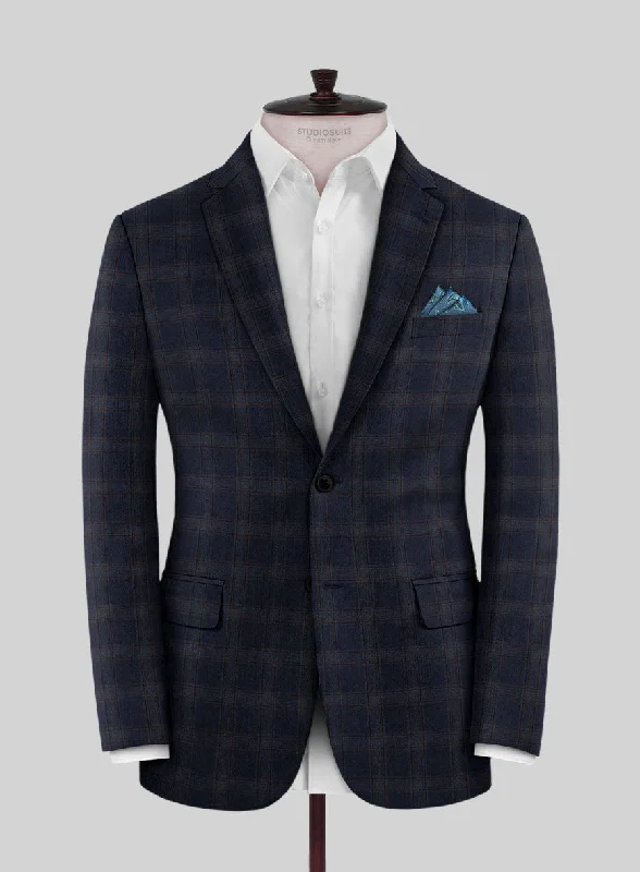 Reda Vidla Dark Blue Checks Wool Jacket Chenille Jacket Brocade Jacket Lace Jacket