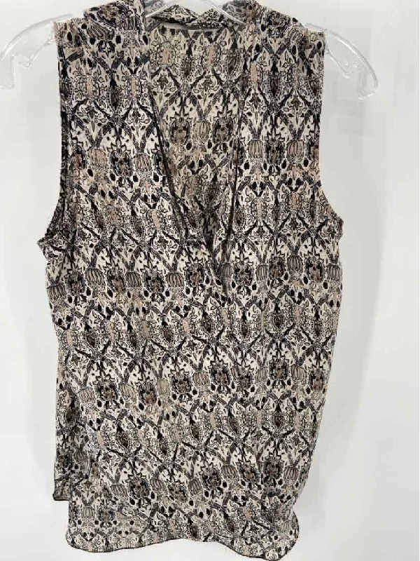Pre-Owned Max Studio Black Size Medium Printed Tank Top cotton tank top