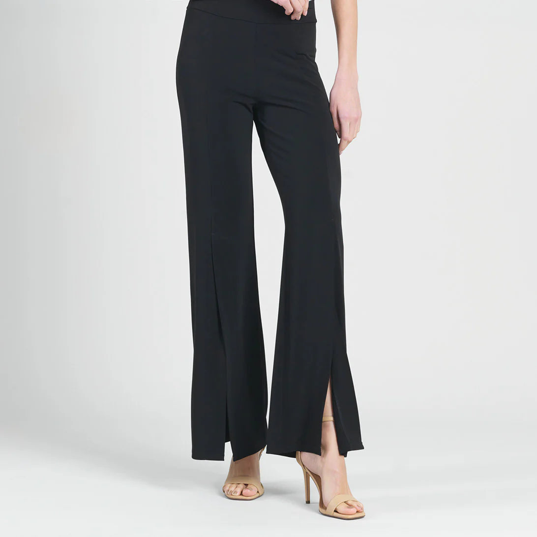 Kick Front High Slit Pant - Black Classic Straight-Leg Pants