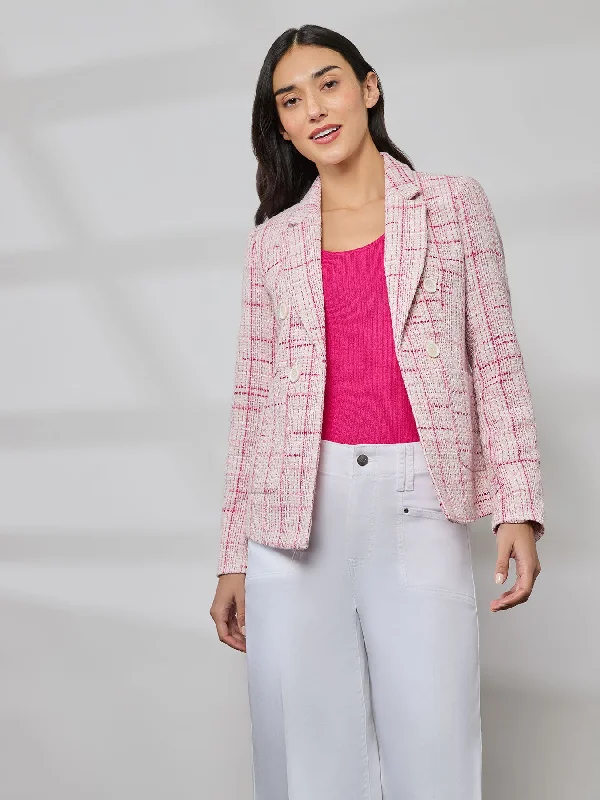 Tweed Faux Double-Breasted Jacket Jacket Blazer Coat