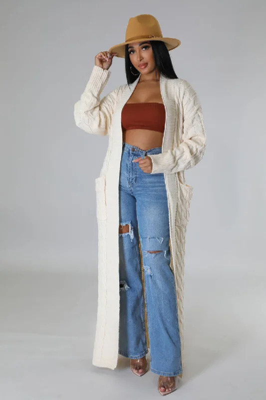 C9618P-Cable Knit Long Cardigan Neon metallic Matte