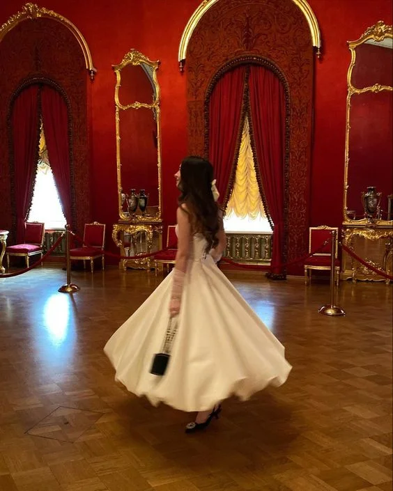 White Sweatheart A-Line Long Party Dress Evening Gown, DP2045 Tunics Evening elegant
