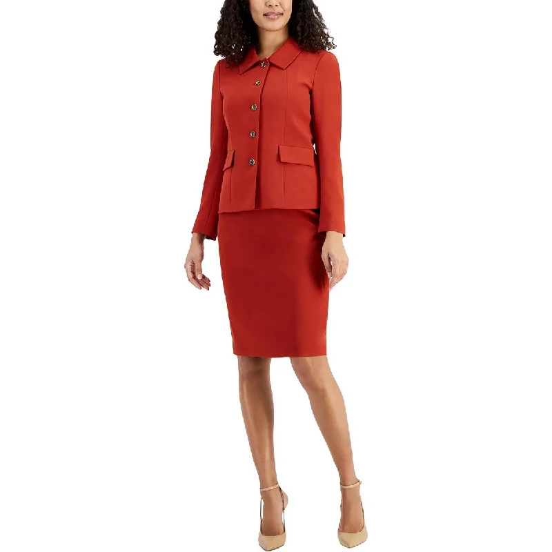 Le Suit Womens Plus Solid  Skirt Suit silk skirt sleek