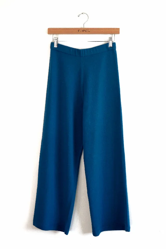 Lightweight Knit Pant-Turquoise Relaxed Fit Trousers