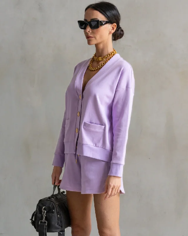 Court Interlock Cardigan Lavender Bright Pastel Dark