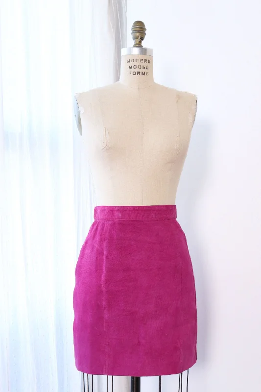 Fuchsia Suede Mini Skirt S/M leather skirt bold