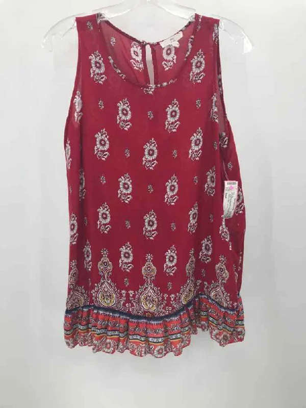 Pre-Owned BLL Red Size Small Printed Tank Top yoga tank top