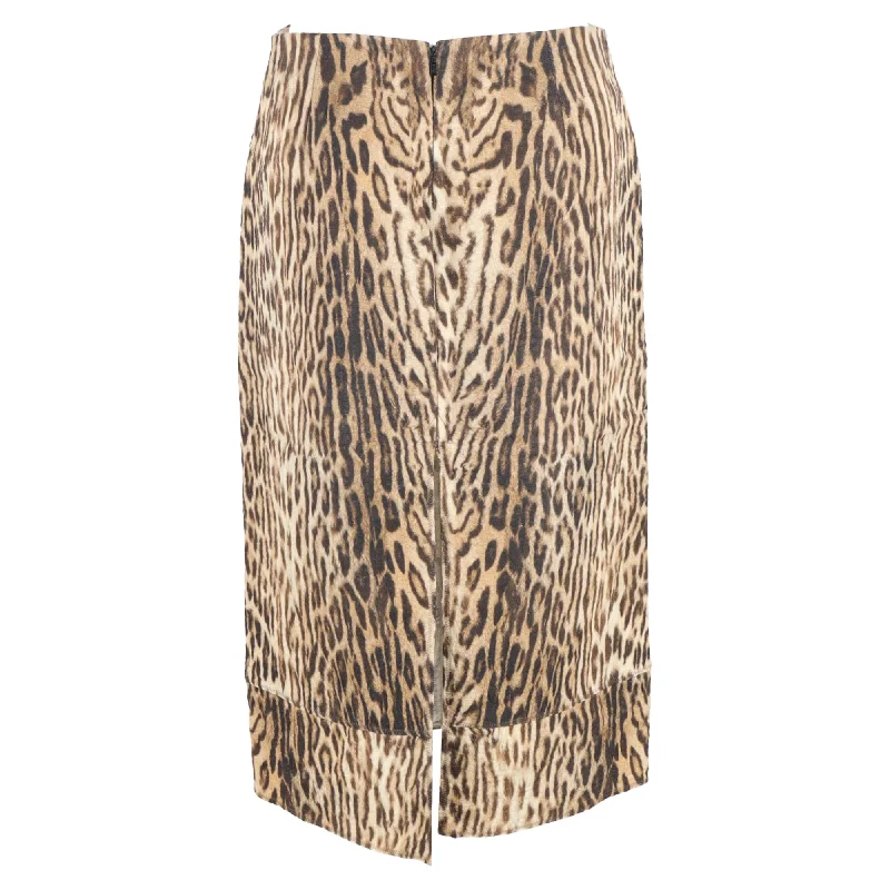 Chloé Knee Length Skirt in Animal Print Cotton denim skirt stylish