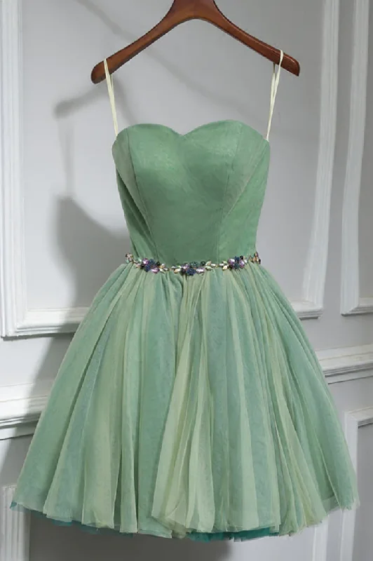 Sage Green Sweatheart Strapless Tulle Short Party Dress Homecoming Dress,DP1739 Tunics Canvas sturdy