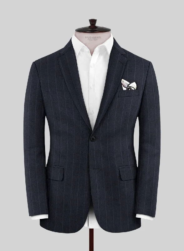 Lanificio Zegna Trofeo Alado Blue Stripe Wool Jacket Jersey Jacket Tulle Jacket Batik Jacket