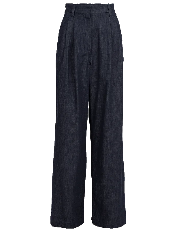 Wide Leg Denim Pant Trendy High-Waist Trousers