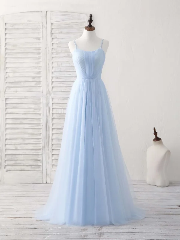 Light Blue Tulle A-Line Formal Party Dress Bridesmaid Dress,DP1442 Tunics Leisure comfortable