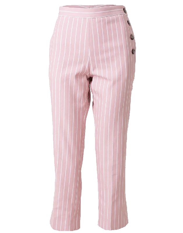 Stripe Side Opening Pant Stylish Elastic Waist Pants