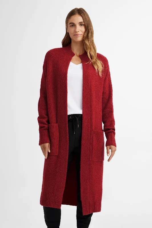 Cardigan long à carreaux en tricot, Chalet - Femme Polka Dot Checkered Tartan