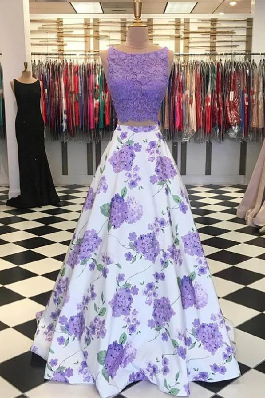 Two Piece Lace Satin Long Prom Dress Long Party Dress Tunics Brand named