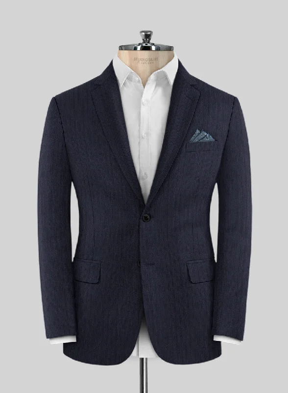 Lanificio Zegna Traveller Naquez Blue Stripe Wool Jacket Fleece Fabric Down Fabric Feather Fabric