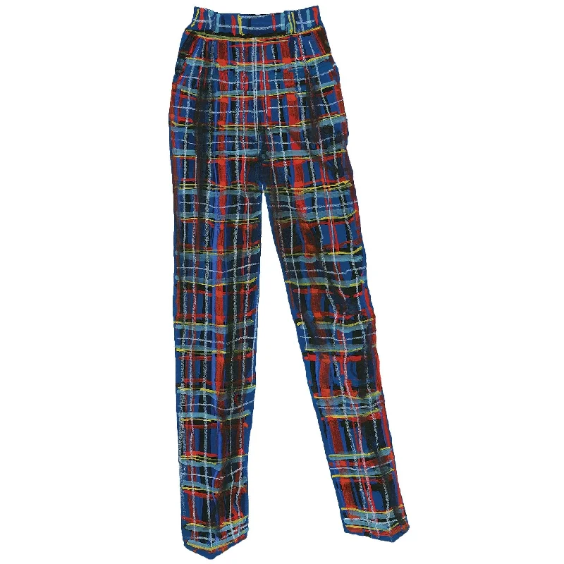 Forever Plaid Pant Formal Linen Trousers