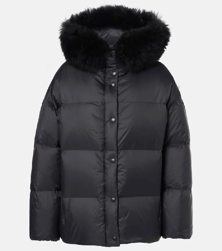 Yves Salomon Shearling-trimmed down jacket Tiered Jacket Buttoned Jacket Zippered Jacket