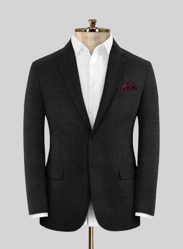 Reda Martes Black Checks Wool Jacket Insulated Jacket Fitted Jacket Loose Jacket