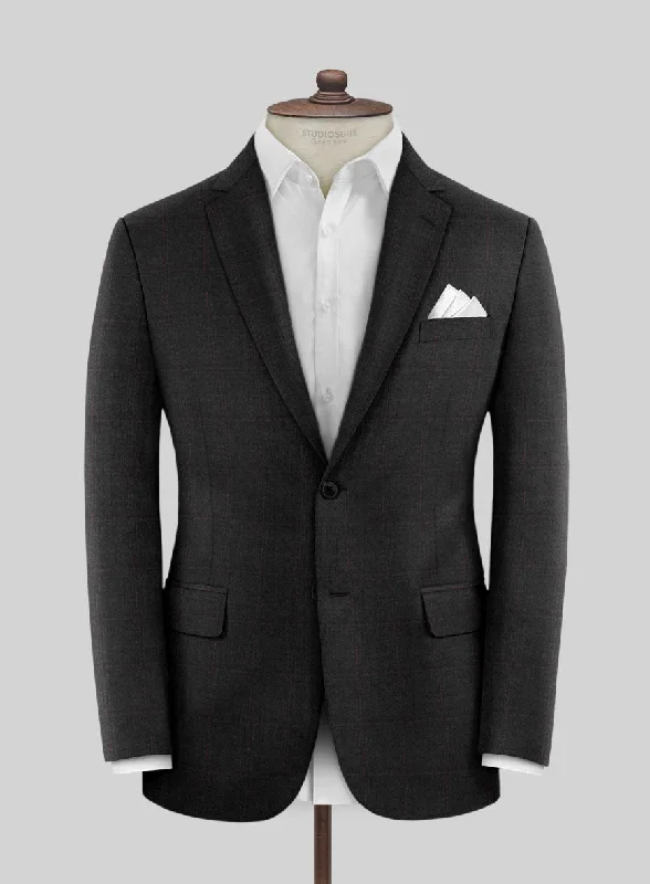 Reda Cashmere Dark Gray Windowpane Wool Jacket Herringbone Jacket Houndstooth Jacket Plaid Jacket