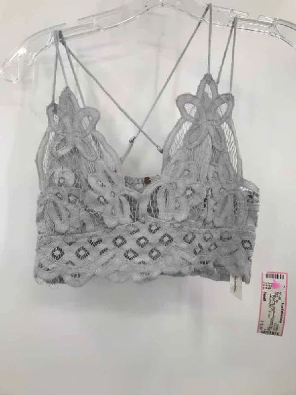 Pre-Owned FP One Grey Size Small Cropped Tank Top floral tank top