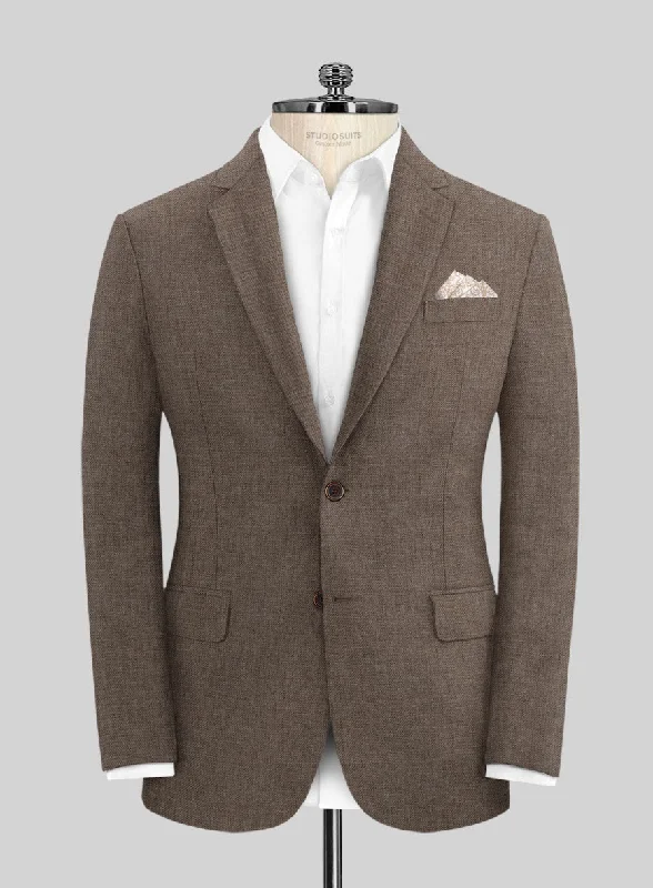 Solbiati Twill Stone Brown Linen Jacket Zippered Jacket Buttoned Jacket Snapped Jacket