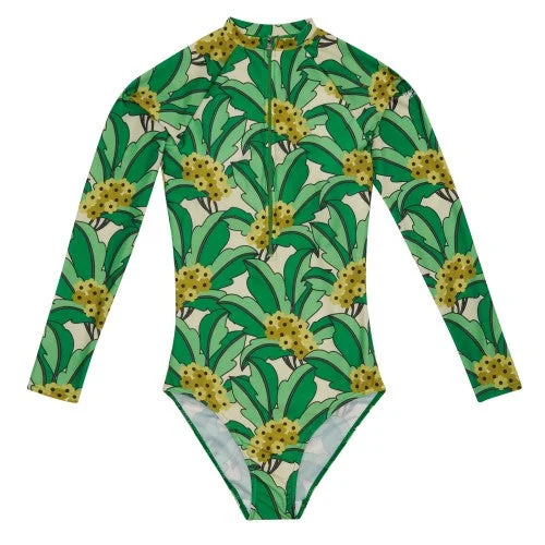 Regatta Womens/Ladies Orla Kiely Tropical Leaves Long-Sleeved One Piece Swimsuit Swimsuit with Skirt