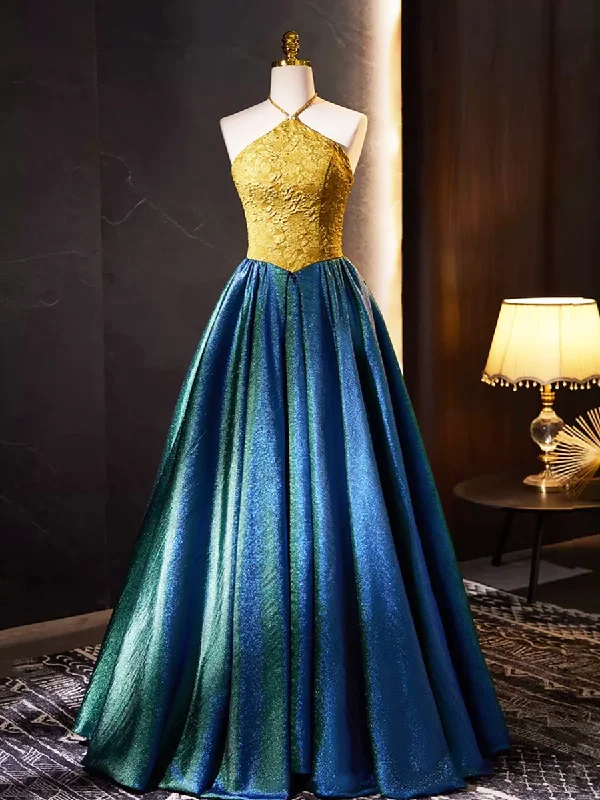 Elegant Halter Neck A-Line Retro Long Prom Dress Evening Party Dress,DP1654 Tunics Recommended stylist