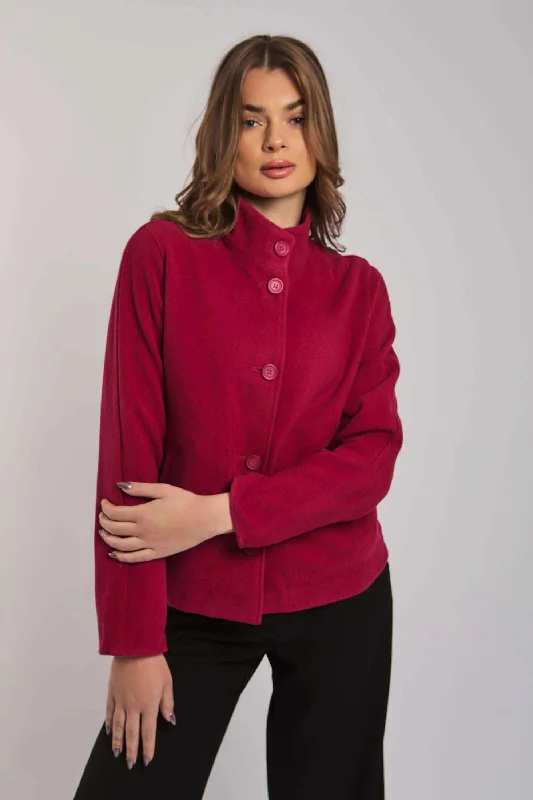 Women Regular Fit Jacket - Red Herringbone Jacket Houndstooth Jacket Plaid Jacket