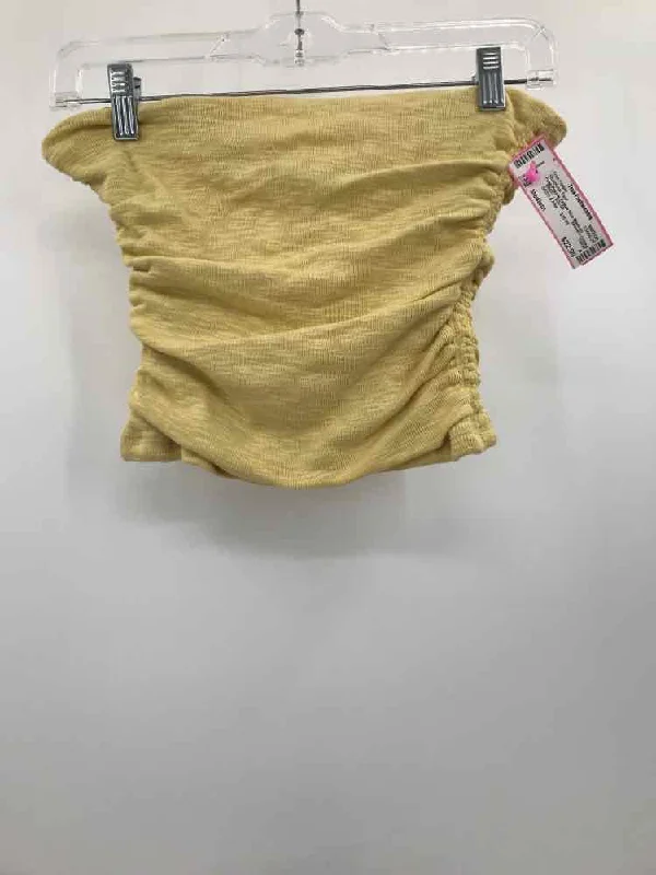 Pre-Owned Free People Yellow Size Medium Cropped Strapless Tank beige tank top