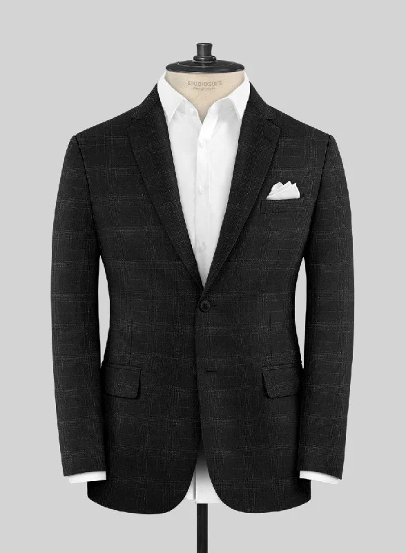 Reda Xime Black Checks Wool Jacket Bomber Jacket Anorak Windbreaker